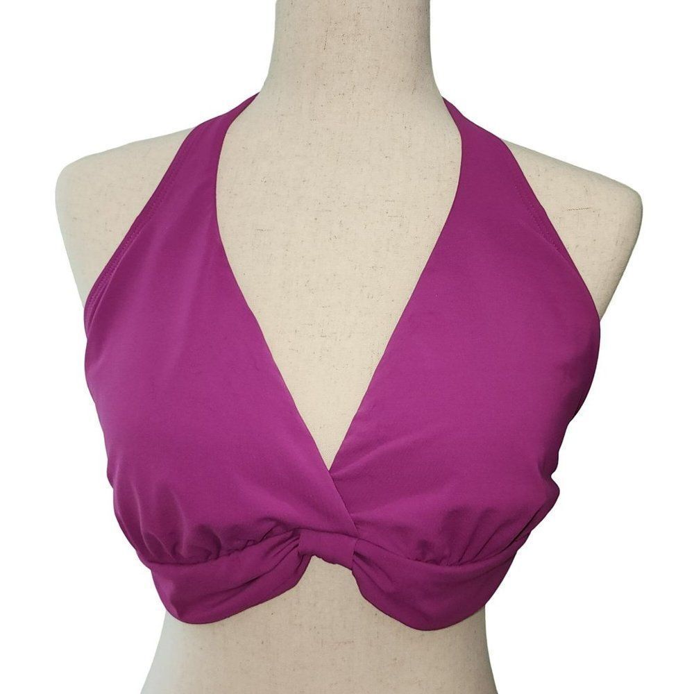 Perry Ellis Purple Halter Swim Bikini Top 38D / DD New‎